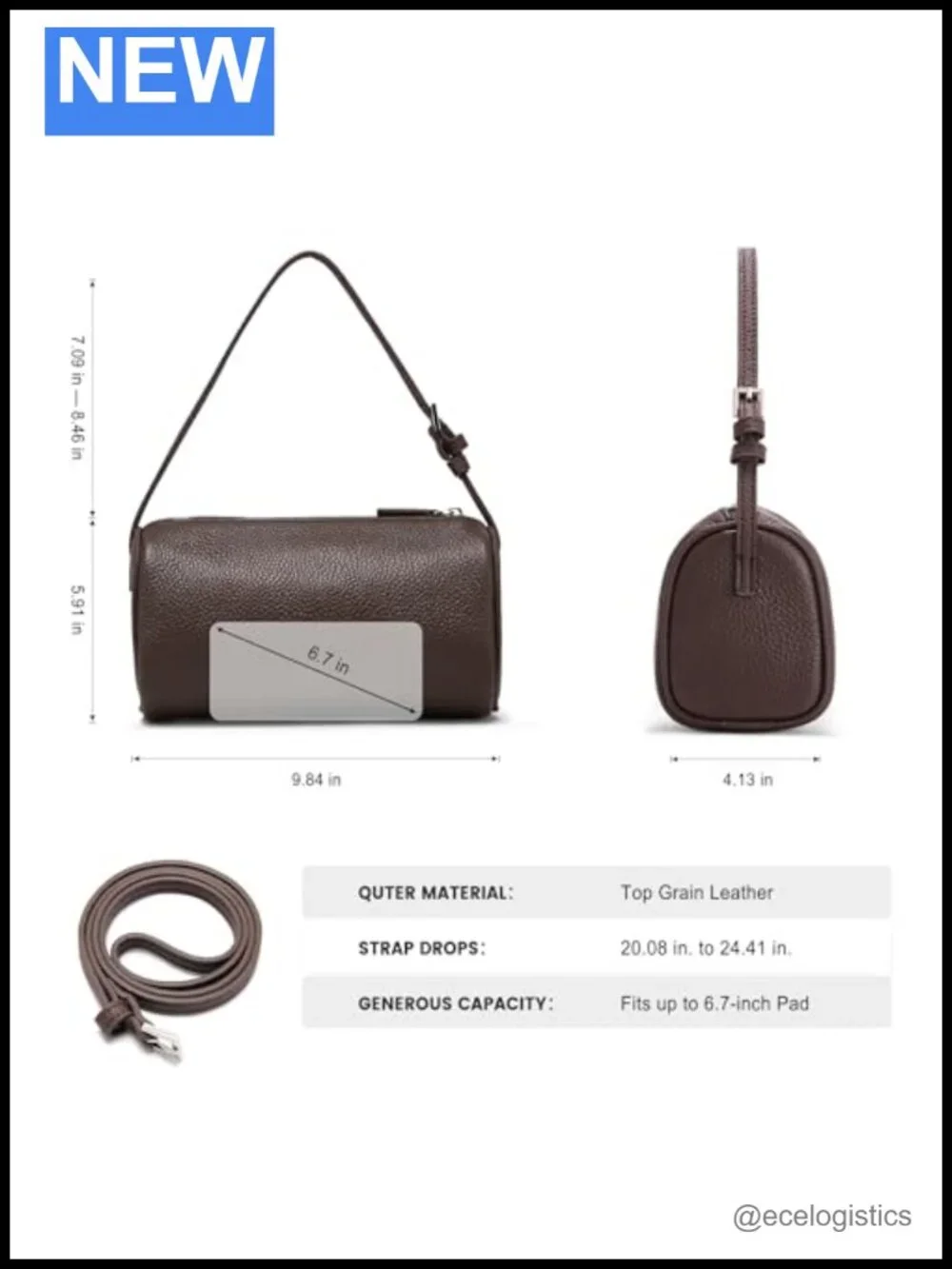 Genuine Leather Small Shoulder Purse for Women - Crossbody Hobo Bag Mini Barrel